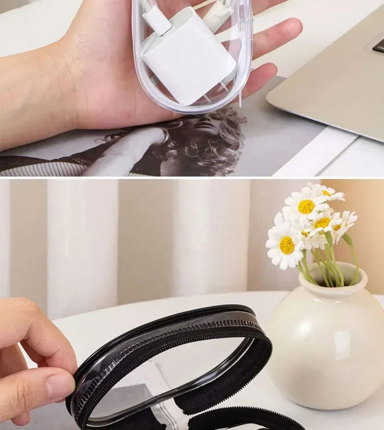 1/2Pcs Transparent Plush Doll Display Organizer Bag with Keychain Portable Protector Box for Dolls Earphone Case Outdoor Carry