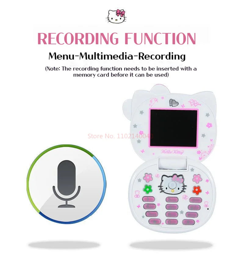 New K688 Hello Kitty Cute Mini Girl Mobile Phone With Flip Cartoon No Lock Children Dual Card Mobile Phone Kids Gift Kawaii Toys