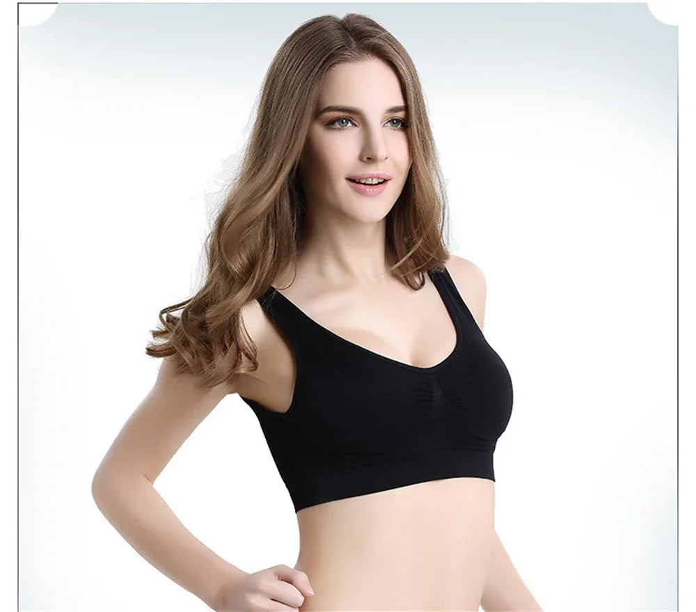 Soutien-gorge sans couture pour femme Crop Top Noir Rayures Verticales Soutien-gorge de sport respirant Brassière de fitness Yoga Sous-vêtements Soutien-gorge de sport