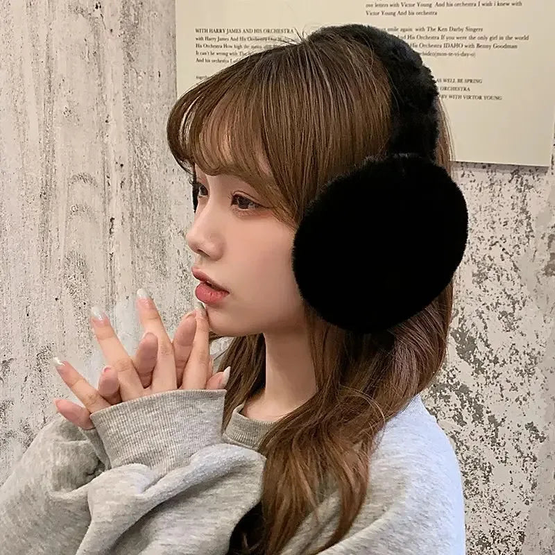 Soft Plush Earmuffs for Men and Women Outdoor Cold Protection Warm Winter Ear Warmers Solid Color Fashion