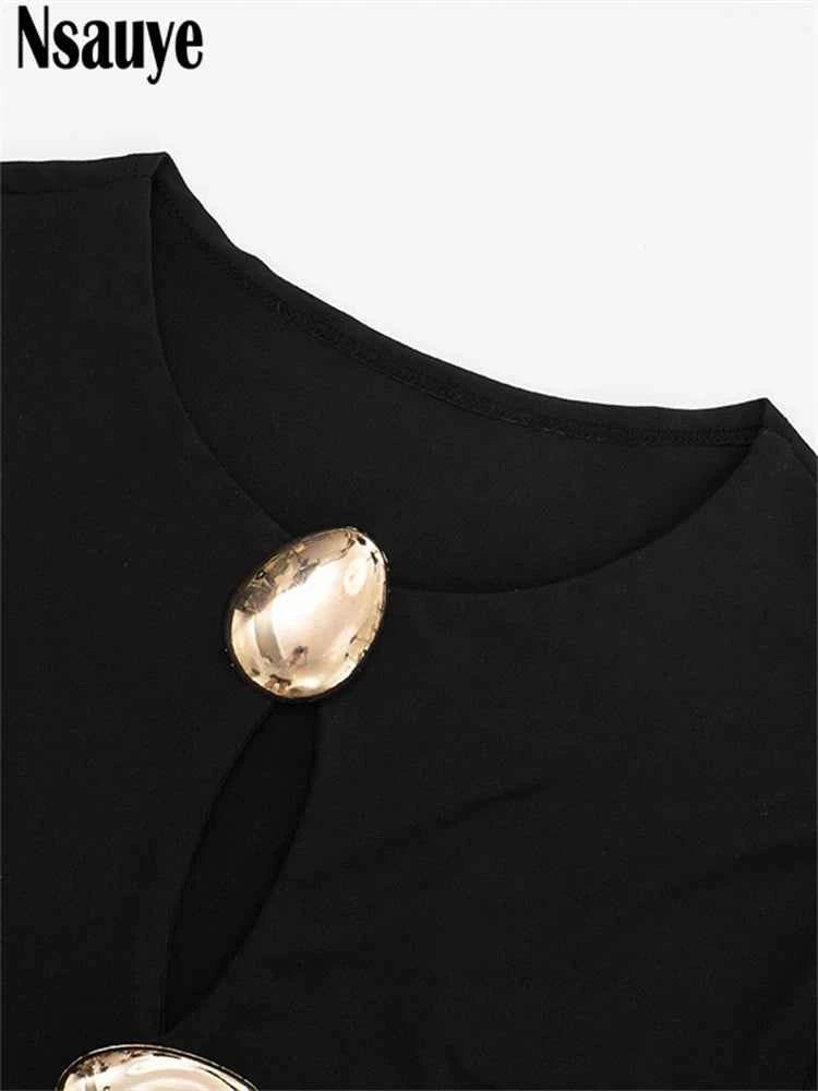 Nsauye Autumn Winter Women 2025 Sexy Night Club Mini Wrap Hollow Out Party Dress Fashion Elegant Evening Short Dress Long Sleeve