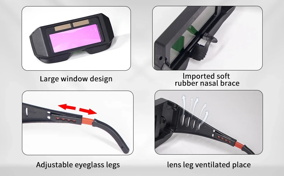 Solar Powered Welding Helmet Auto Darkening Welding Goggles LCD Welder Glasses for TIG MIG MMA Plasma Welder Glasses