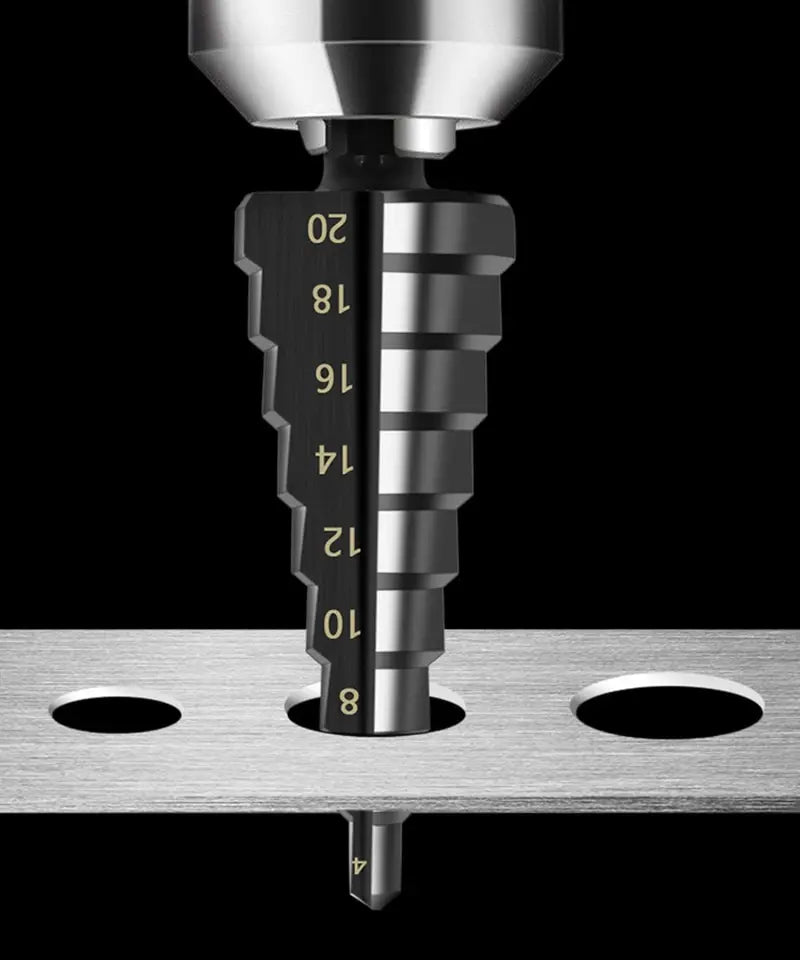 3Pcs HSS Straight Groove Step Drill Bit 3-12mm 4-12mm 4-20mm Nitride Black Hex Wood Metal Hole Cutter Core Drilling Tools Set