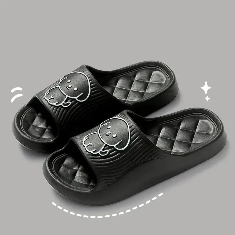 Cute Couple Pillow Slippers Female Bathroom Bath Non-slip  High Quality Soft  Sole Indoor Home Eva Thick Bottom Sandals
