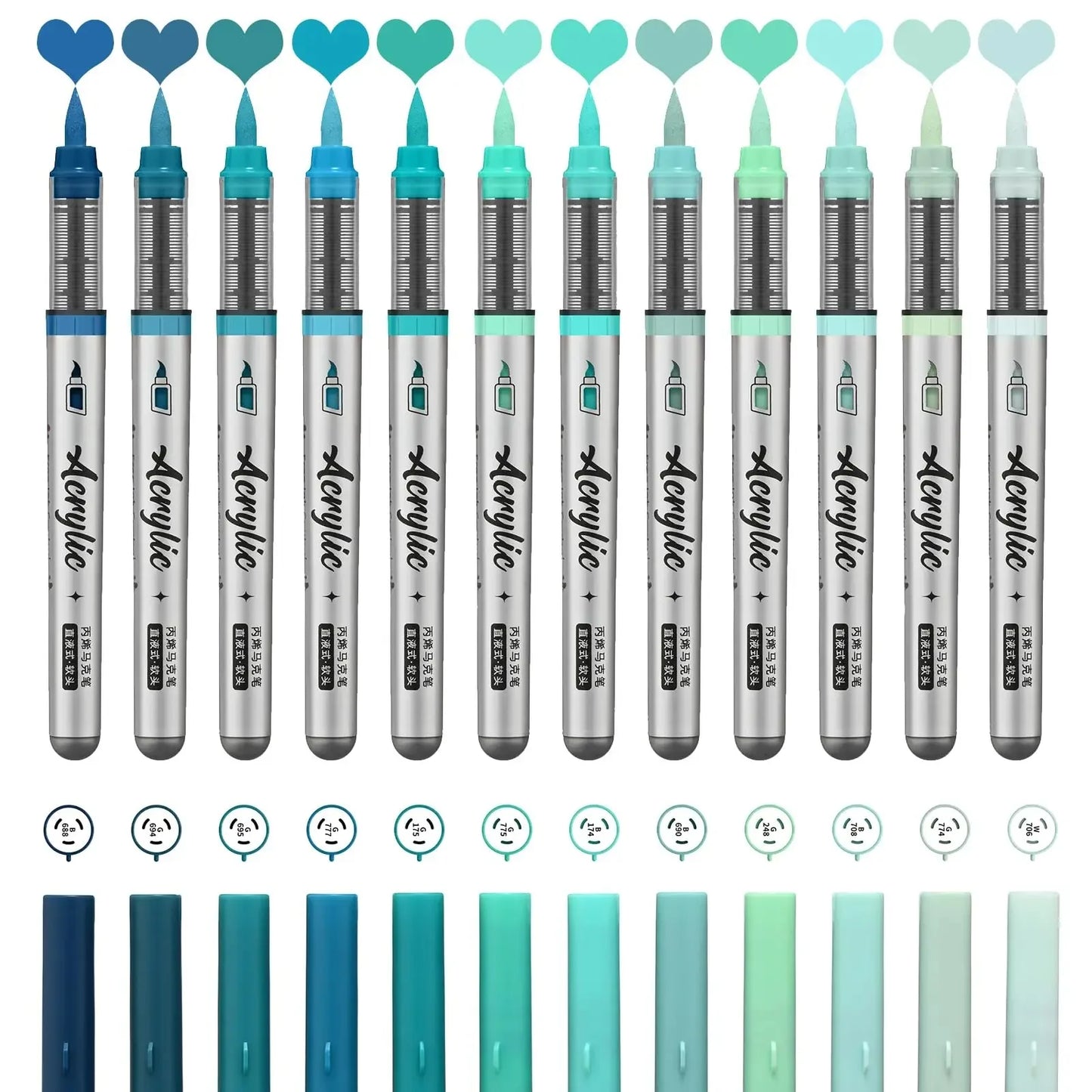 ZEEJOY 120/12/1 Colors Direct Liquid Acrylic Marker Pens Waterproof Pen Soft Brush Nib for Manga School Art Supplies Stationery