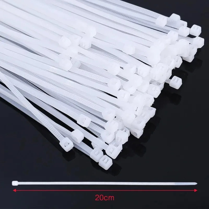 100PCS Plastic Nylon Cable Ties Self-locking Cord Ties Straps Adjustable Cables Fastening Loop Home Office Wire Zip Ties