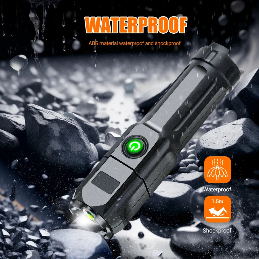 Ultra Bright Torch Built-in Battery Flash Light Emergency Spotlights 5km 1500W Most Powerful Led Flashlights Tactical