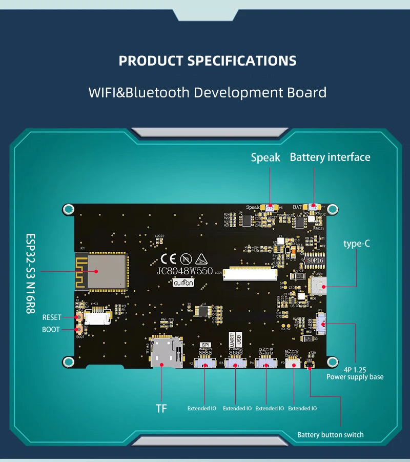 Guition ESP32S3 8M PSRAM 16M FLASH 5-inch IPS 800*480 high-definition LCD display module Capacitive touchwith WIFI and Bluetooth - Shoppiline