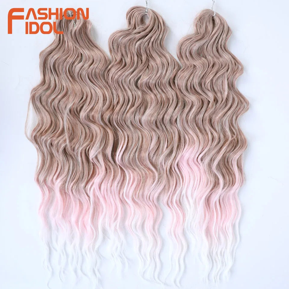 Anna Hair Extensions synthétiques de tresses Loose Deep Wave 24 pouces, cheveux tressés ondulés, cheveux bouclés torsadés au crochet Ombré Blond