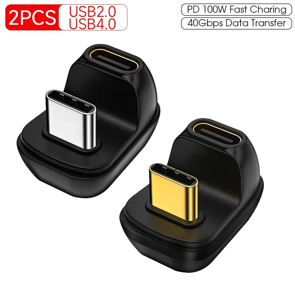 40MB/s 40Gbps Usb C Angle 180 Degree Adapter Thunderbolt 3 4 Usb 2/4 Type C Male To Female Converter 100W Fast for phone Tablet