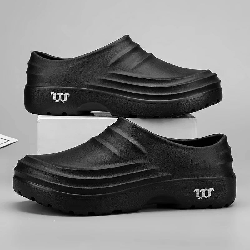 New Men's Anti-slip Chef Shoes Sandals For Men Working Shoes Waterproof Fashion Garden Shoes Clogs For Beach Slippers Size 36-48