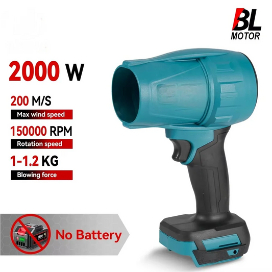 200M/S 2000W Brushless Turbo Fan Blowers Electric Handheld Jet Fan Snow Leaf Dust Blowing Tool for 21V 18V Battery - Shoppiline