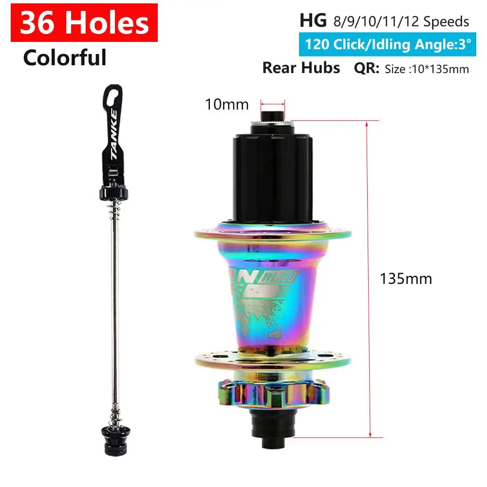 TANKE 120 Click Hub 6 Bearing MTB Mountain Bike Front Rear Thru HG 28 32 36 Holes Disc Brake Bicycle Hubs 8 9 10 11 12 Speed