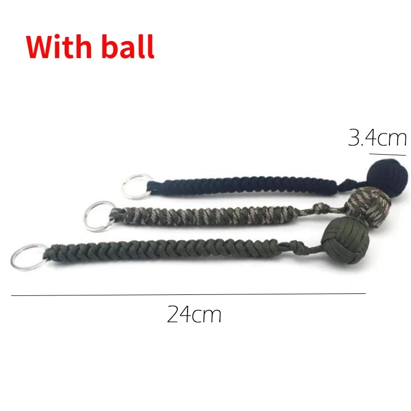 Black Monkey Fist Steel Ball Key Chain for Girls - Outdoor Security Protection Self Defense Lanyard for Bearing Broken Windows