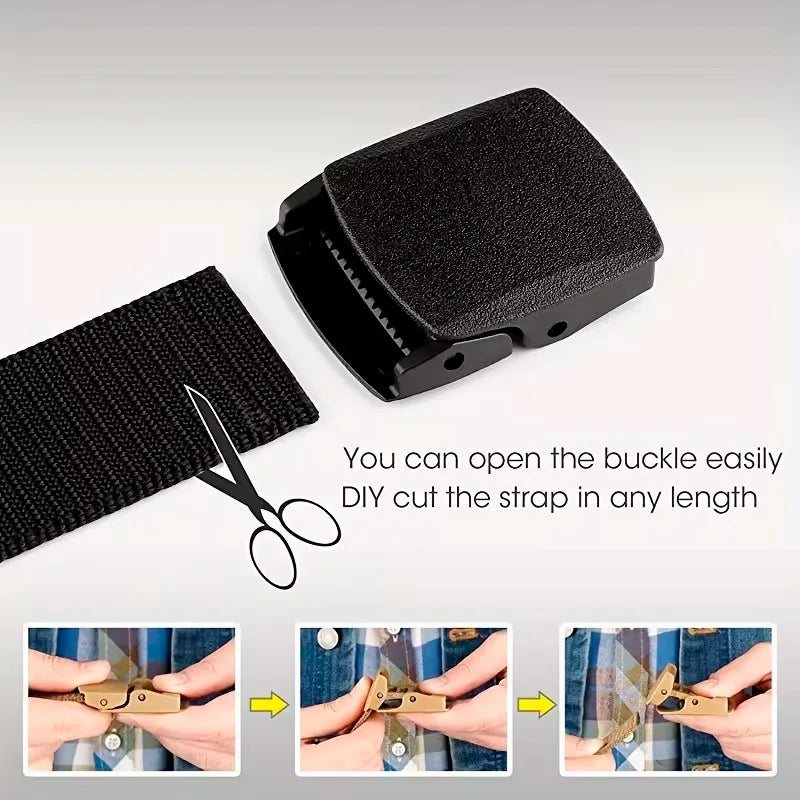 Men's Nylon Braided Belt, Non-Metallic Automatic Buckle, Daily Commute, Outdoor Mountaineering Training Belt