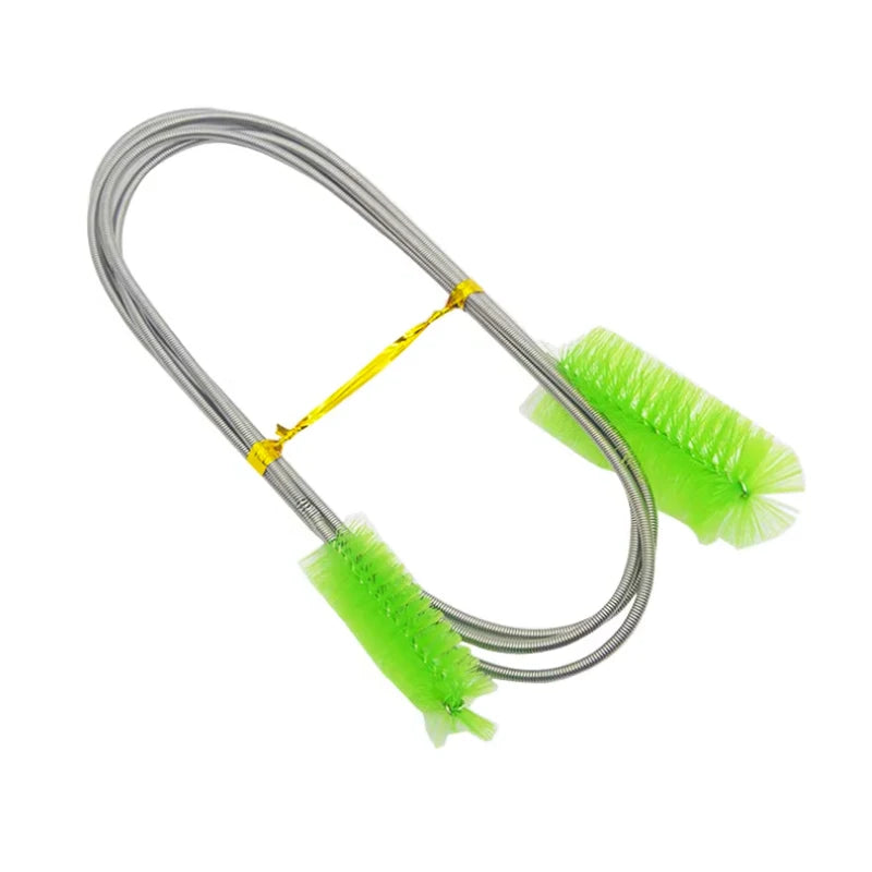 Aquarium Cleaning Brush for Water Hose Lily Pipe Air Tube Stainless Steel Flexible Bent Tube Double Head Brush Fish Tank Cleaner
