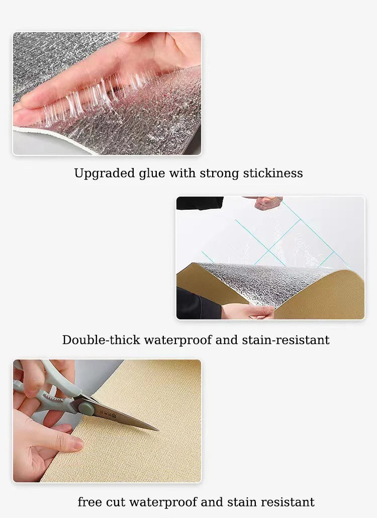 50cm solid linen foam 3D self-adhesive thickened wall sticker PVC waterproof background wall renovation wallpaper
