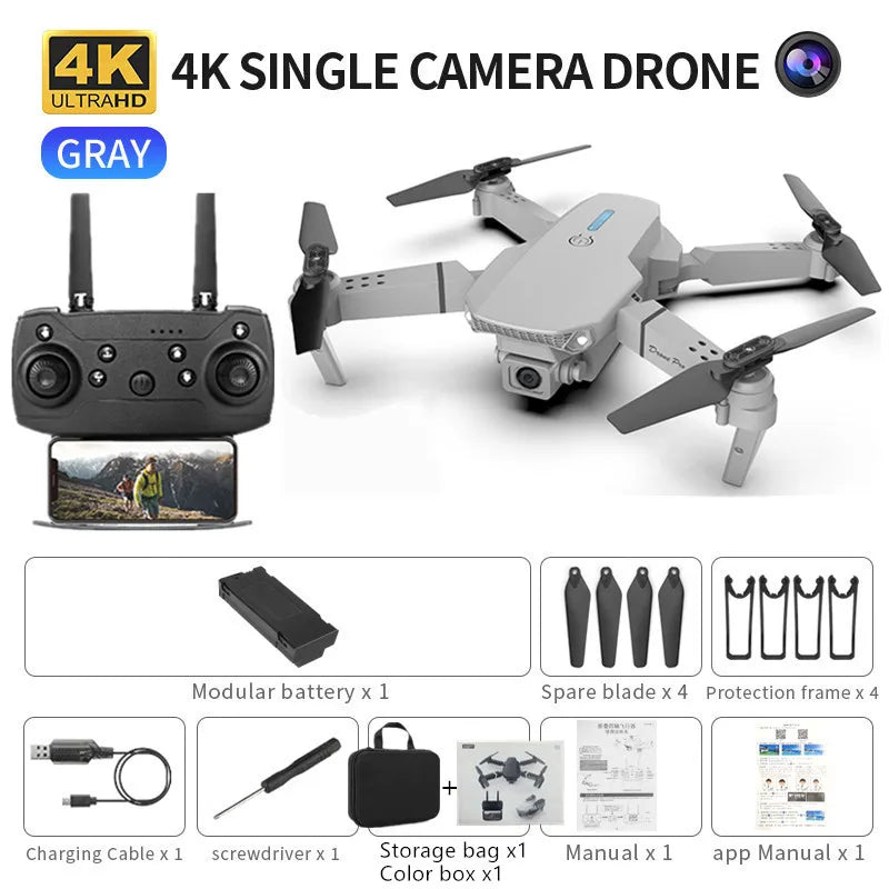 E88 ProIntelligent Folding Drone Supports single/Dual Camera Switching 4KPicture Quality+Wide-angle Shooting WiFiDirect Real-Tim - Shoppiline