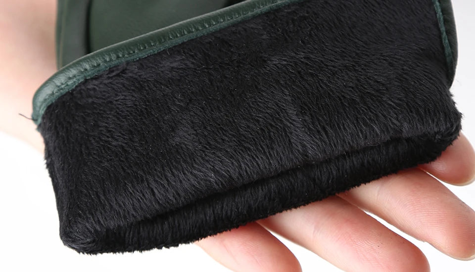 Women's sheepskin gloves winter warm plus velvet short thin touch screen driving color women's leather gloves good quality -2226