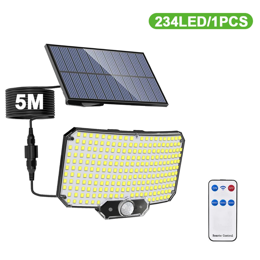 LED Solar Security Lights Motion Sensor Outdoor 234/280/226LED Flood Light IP65 Waterproof Split Wall Lamp Solar Powered 3 Mode