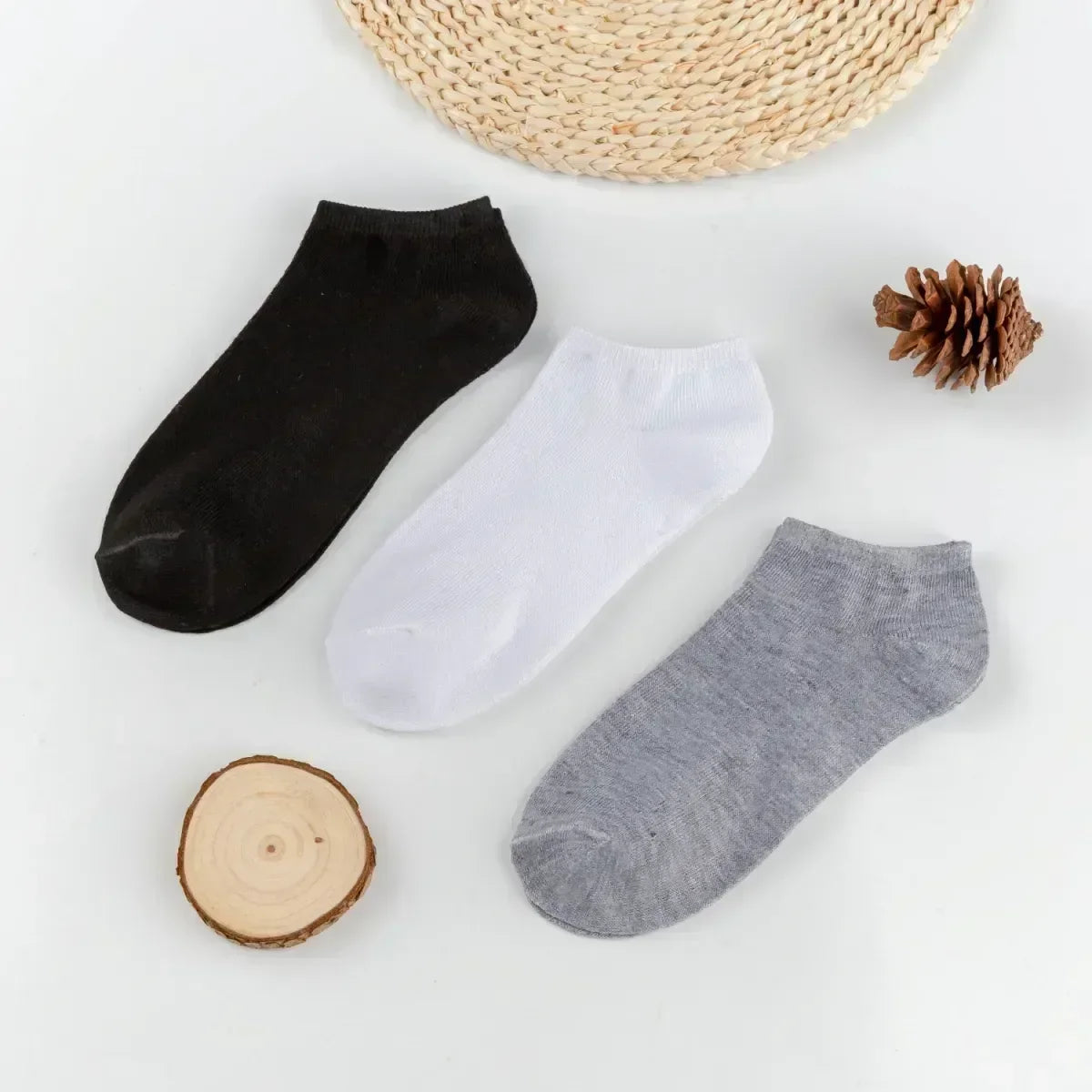 5/10 Pairs Unisex Ankle Socks Solid Color Black White Gray Cotton Deodorant Breathable Running Sports Socks New Spring Summer