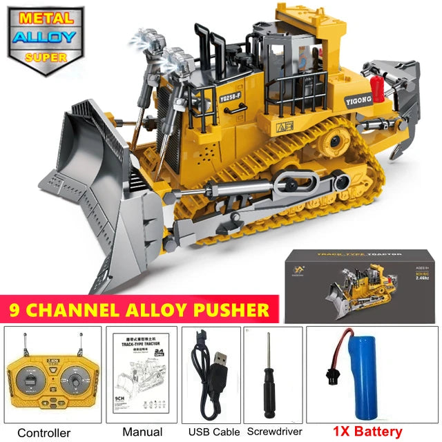 4WD Remote Control Excavator 4x4 Alloy Dump Truck Bulldozer Radio Model RC Car Construction Vehicle Toy Children Kids Gifts - Shoppiline