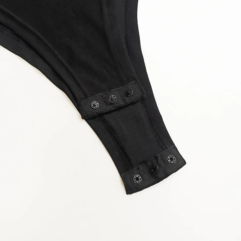 Long Sleeve Bodysuits Spring 2025 Square-Cut Collar Solid Bodycon Elastic Romper Sexy Y2k Women Clothing Fashion Club Party 2520