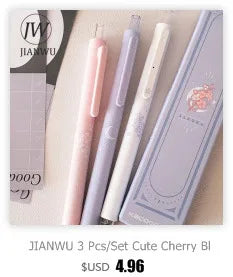 JIANWU 12Pcs/set 0.35/0.5mm Simple STYLE gel pen Black ink for student writing creative Neutral Pen Press School Supplies kawaii