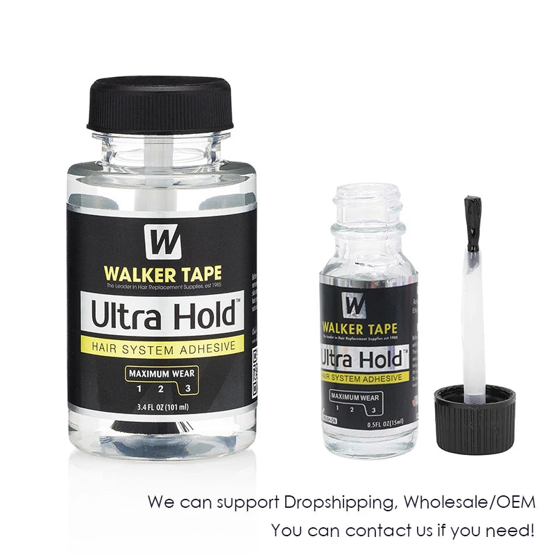 Wholesale Walker Tape Ultra Hold Lace Wig Glue Waterproof Transparent Lace Adhesive for Hair Replacement Brush-on Glue