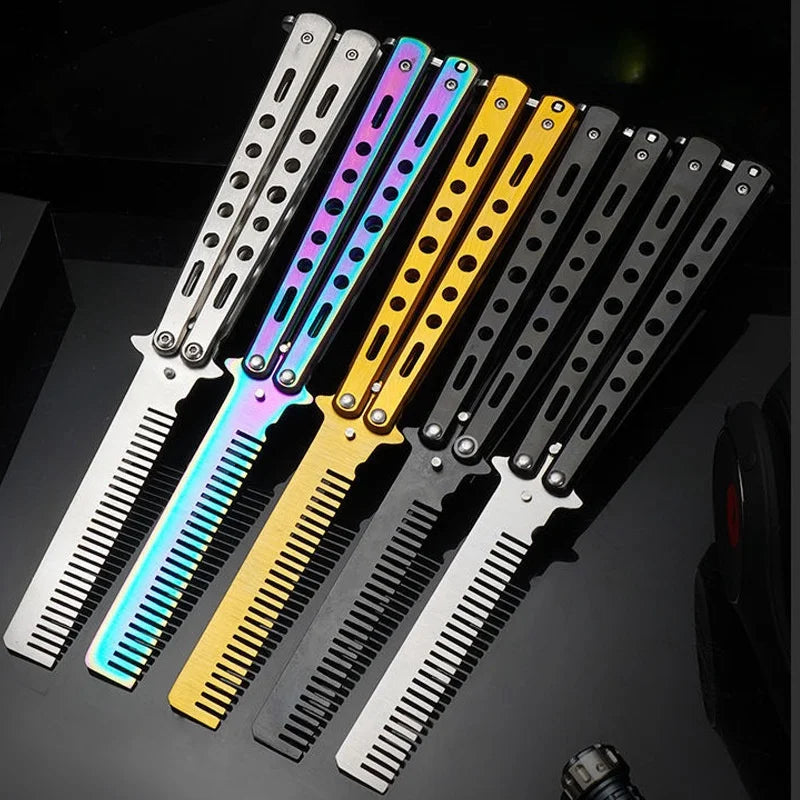 Butterfly Comb Tip Folding Comb Men Carry Portable Metal Combs