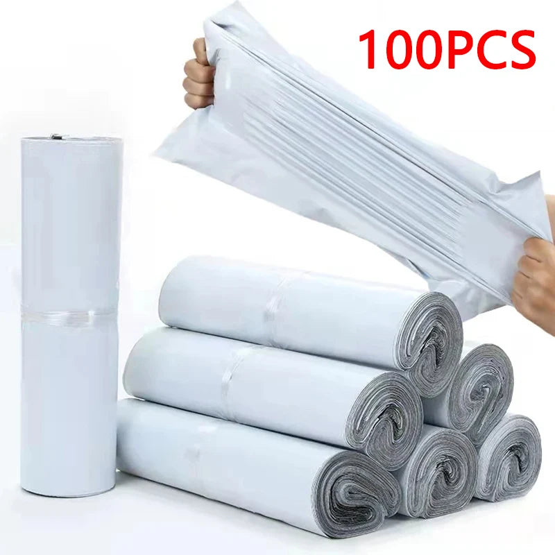 100pcs/Lots White Courier Bag Express Envelope Storage Bags Mailing Bags Self Seal Plastic Poly Packaging Pouch Waterproof New - Shoppiline