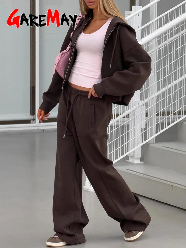 Autumn Women's Tracksuit with Zipper and Trousers Gary Casual Two Piece Set Women Casual Yellow  Pant Sports Suit with A Hood