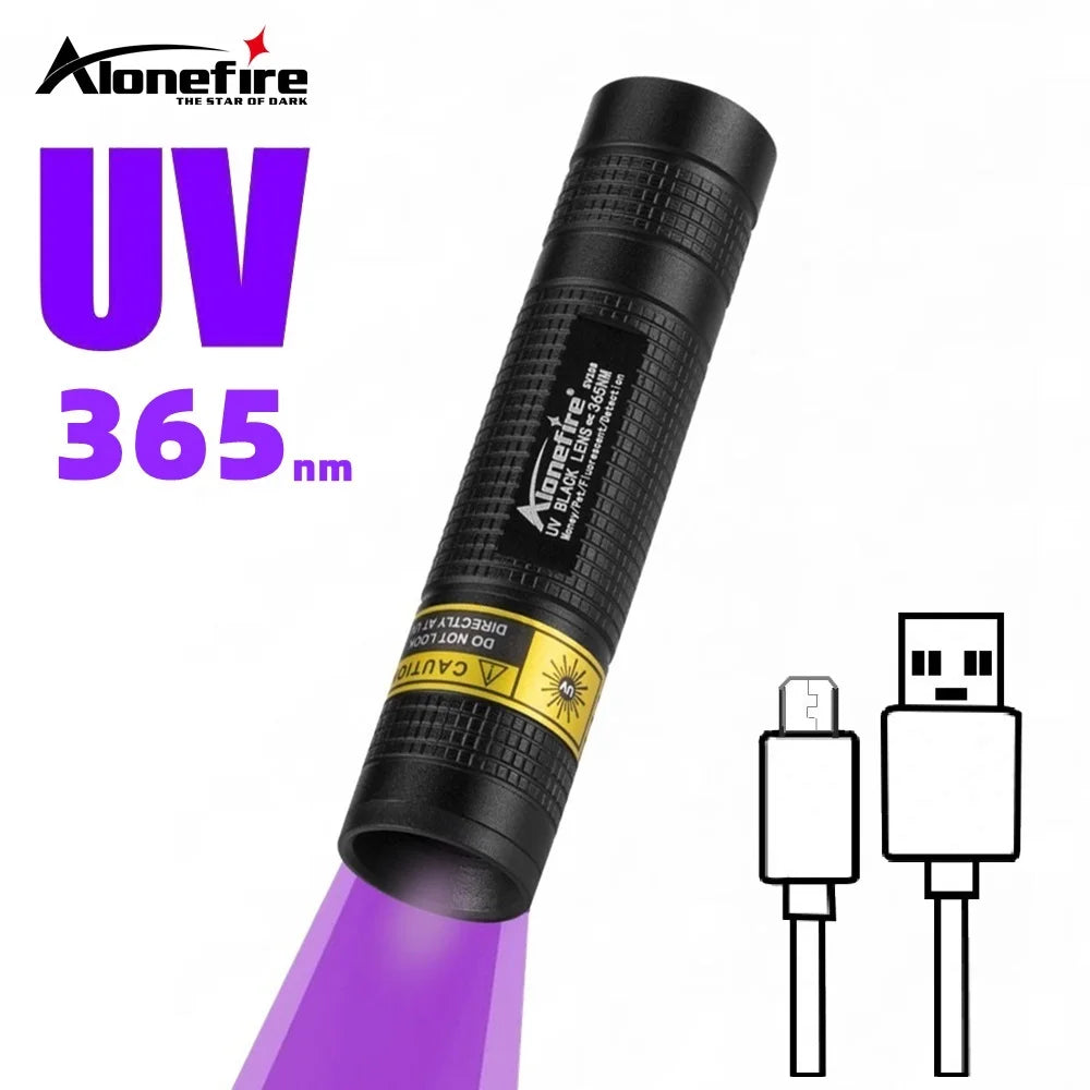 365nm Mini UV Led Blacklight Flashlight Usb Rechargeable Nail Lamp Pet Stain Leakage Marker Ore Money Scorpion Detection Lights