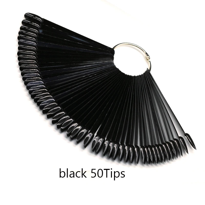 False Nail Tips fan Nature Clear Black 12/24/32/50 pcs/set Finger Full Card Nail Art Display Practice Polish all for Manicure