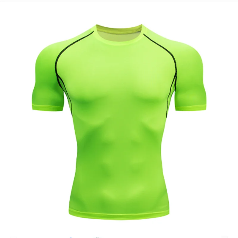 2025 Compressed T-shirt Men's sportswear Running T-shirt Elastic Quick-drying Exercise T-shirt for men exercising in the gym