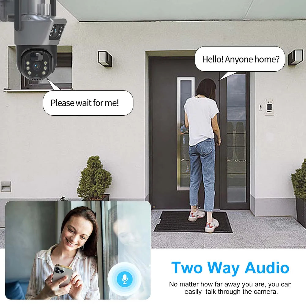 8MP 4K WiFi Solar Camera Outdoor Wireless CCTV Surveillance Camera With Solar Panel Dual Lens PTZ IP Cam Security Protection - Shoppiline