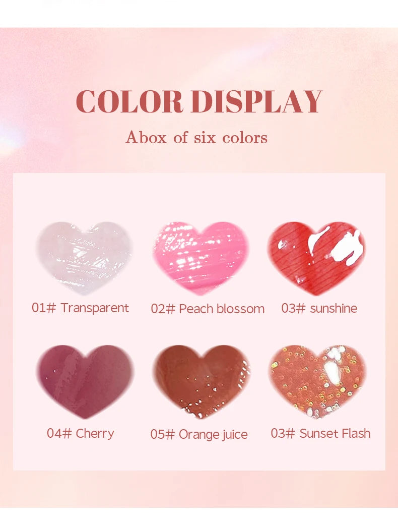 6pcs/set Small bottle Hydrating Jelly Lip Oil long-lasting Moisturizing  smooth shimmering Lip Hydrating Liquid