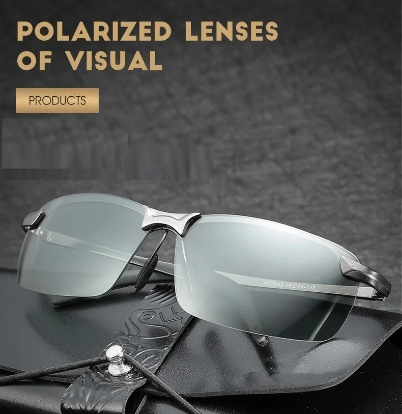 Men Photochromic Polarized Sunglasses Driving Fishing Chameleon Glasses Change Color Sun Glasses Day Night Vision Eyewear