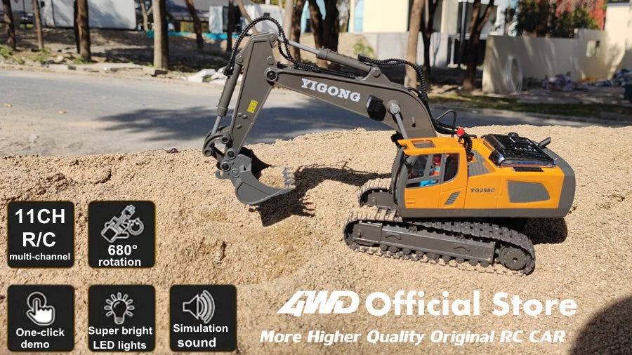 4WD Remote Control Excavator 4x4 Alloy Dump Truck Bulldozer Radio Model RC Car Construction Vehicle Toy Children Kids Gifts - Shoppiline