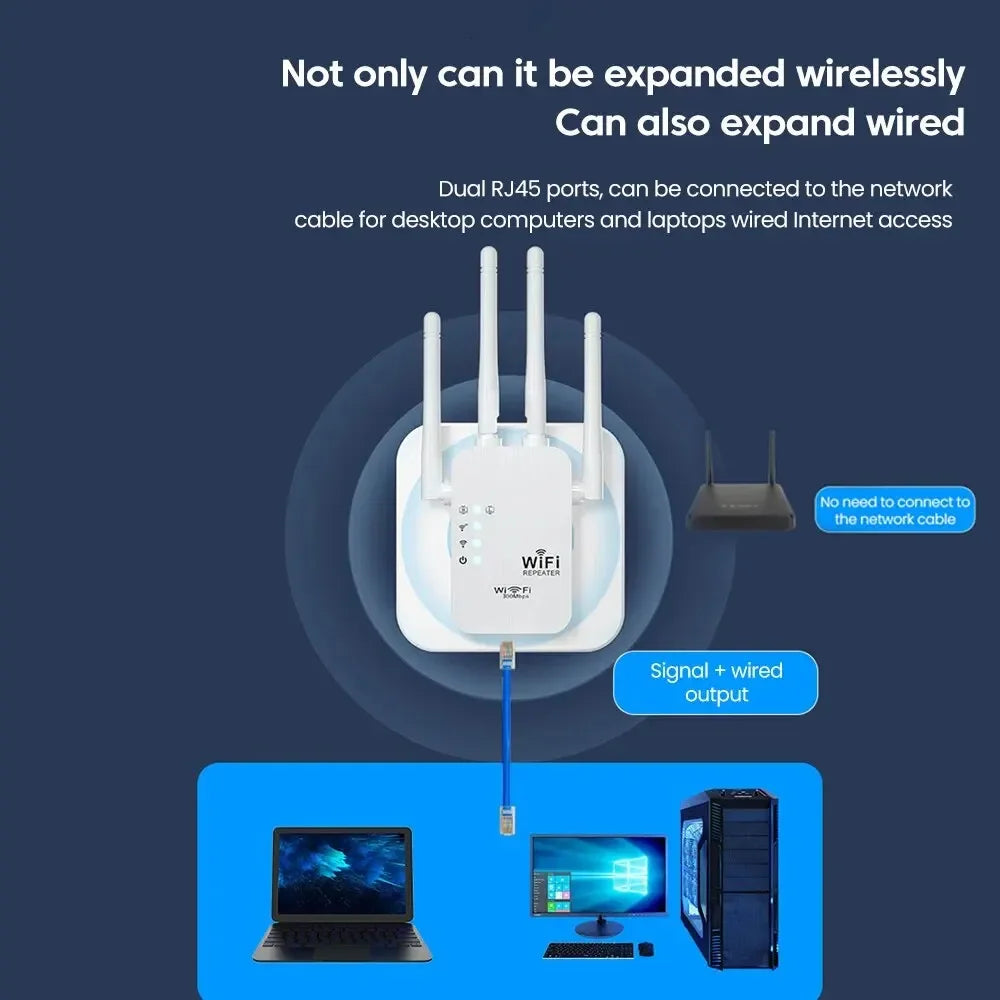 300M Wireless Signal Booster 2.4G WiFi Range Extender Internet Amplifier With EU Standard Plug