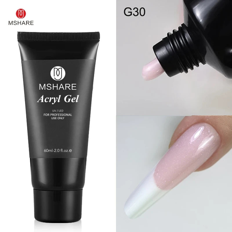 MSHARE Poly Nails Acryl Gel 60ml Builder UV Led Acrylgel Nagelverlängerungen Acryl Rosa Weiß Klar Acrylat HEMA TPO-freies Gel