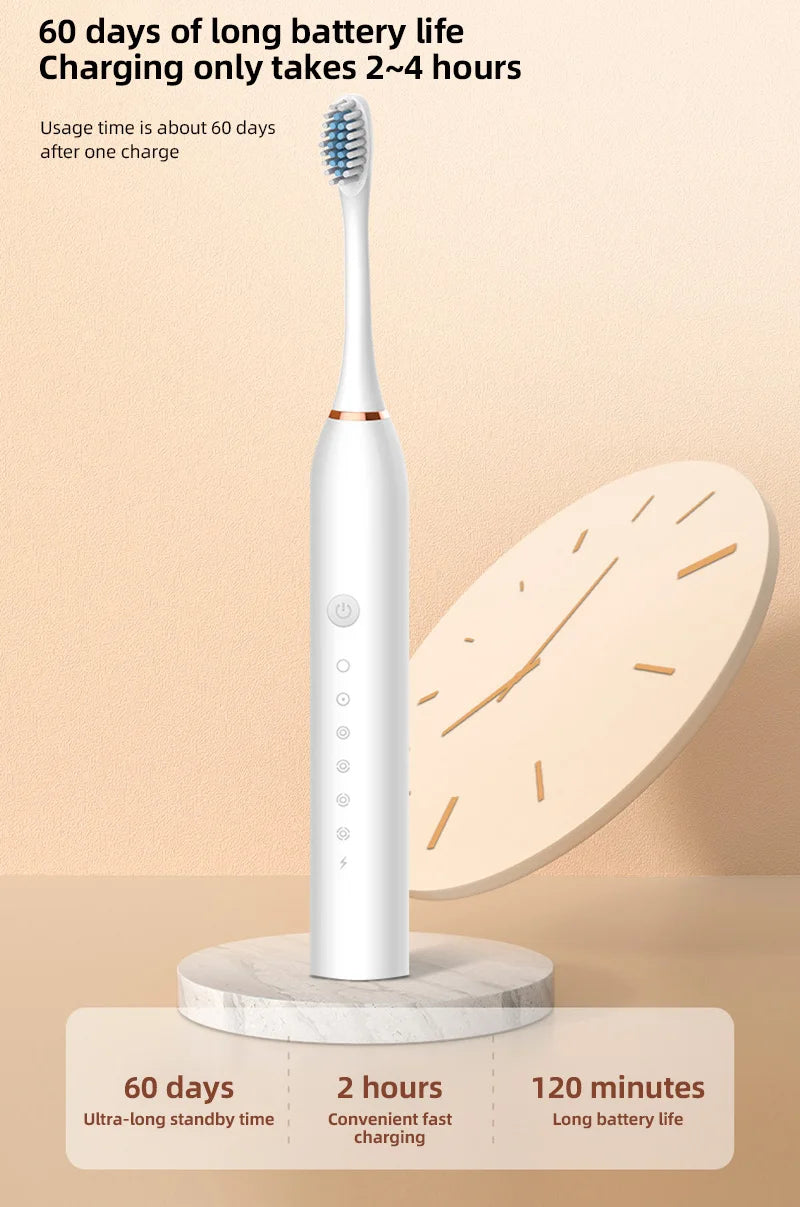 Electric Ultrasonic Toothbrush Six Speed Mode Home Soft Hair USB Charging Waterproof Adult Tooth Cleaner Automatic Couple Set