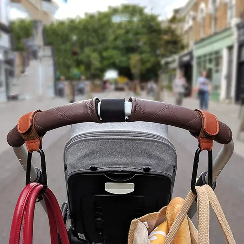 1/2pcs PU Leather Baby Bag Stroller Hook Pram Cart Organizer 360 Degree Rotatable Hook High-quality Crochet Stroller Accessories