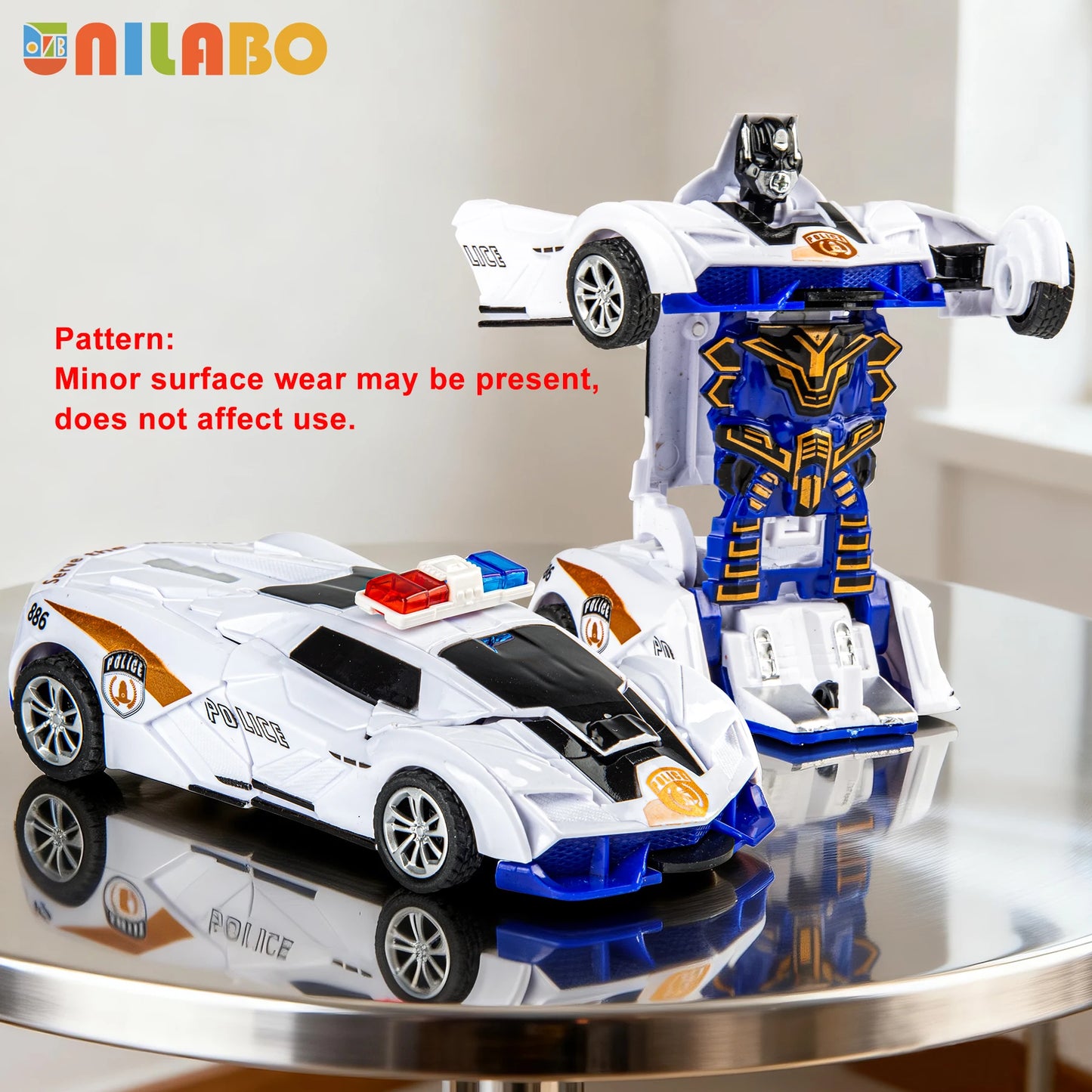Transformable Robot Sports Car Toys, No Batteries, Educational Kids Gift, Colorful Model Vehicle for Play Learning