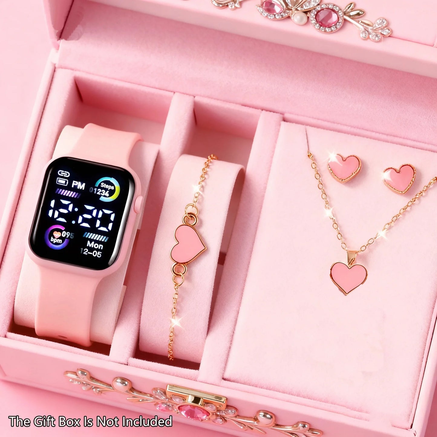6-piece set of fashion electronic watch necklace earrings ring set for teenagers boys and girls, the best choice for frien watch for women women watches