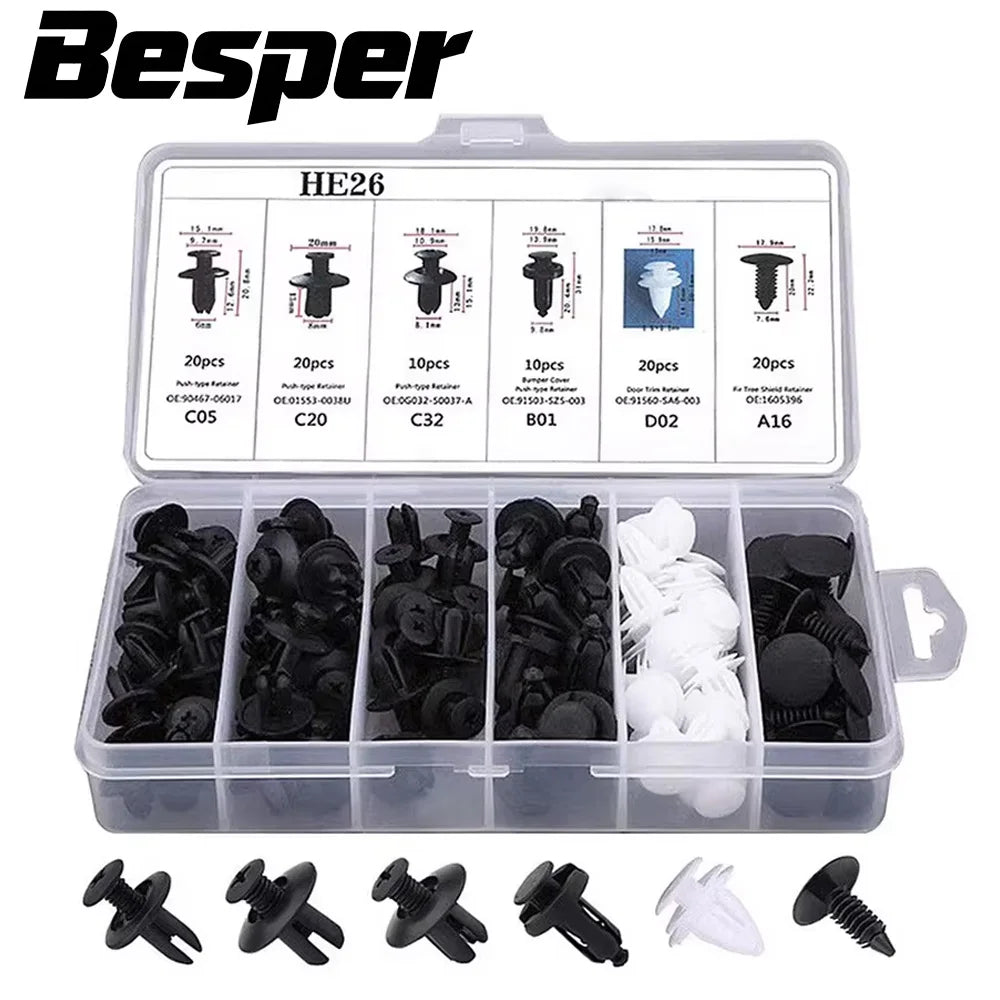Auto Fastener Clip Mixed Car Body Push Retainer Pin Rivet Bumper Door Trim Panel Fastener Kit Car Clip 100/50 Box /Bag packaging