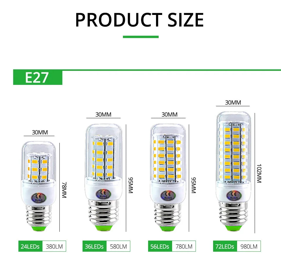 E27 E14 LED Lamp SMD 5730 220V Corn Light Bulb 24 36 56 72 LEDs Energy Saving Lamp Ampoule LED Chandelier Lighting for Home