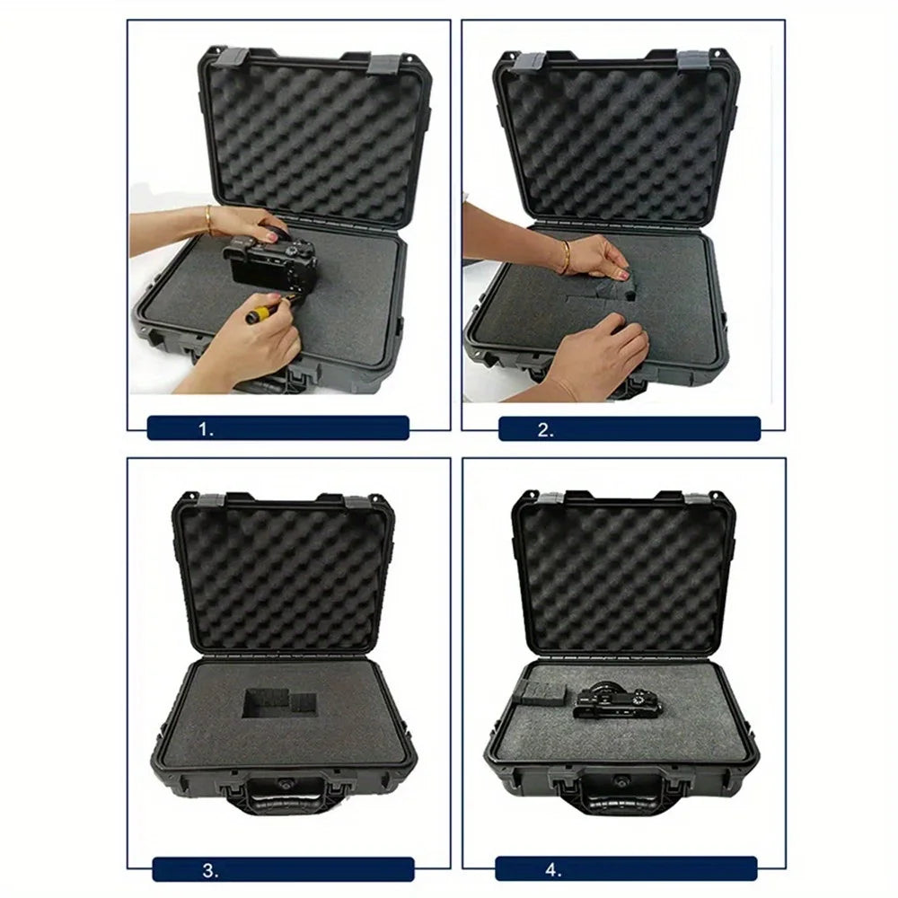 Waterproof Hard Carry Case Bag Toolbox With Pre-cut Sponge Storage Box Safety Protector Organizer Hardware Box Impact Resistant - Shoppiline