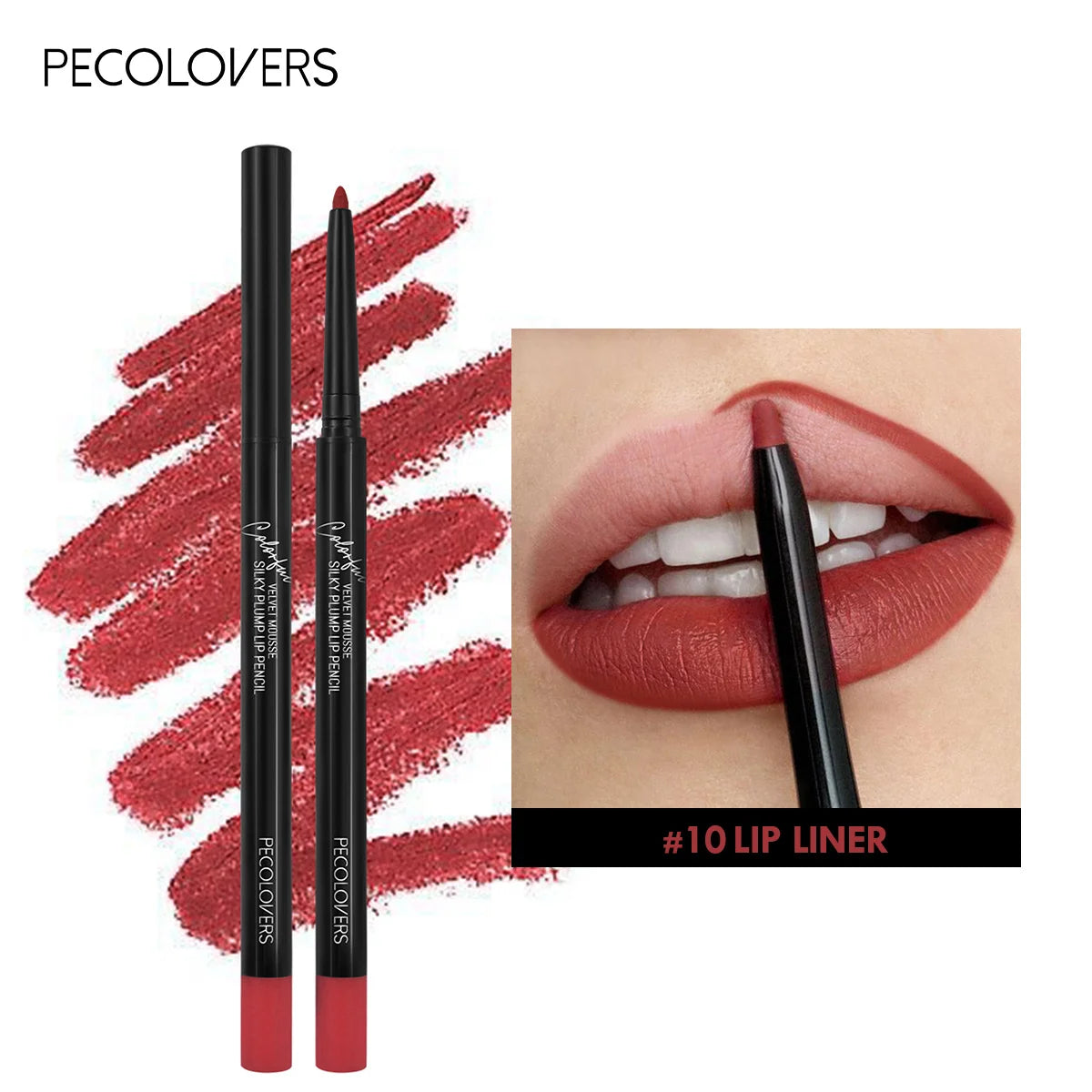 Wasserfester Matter Lipliner-Stift Rot Kontur Lippenstift Langanhaltend Antihaftend Feuchtigkeitsspendendes Lippen-Make-up 12 Farben