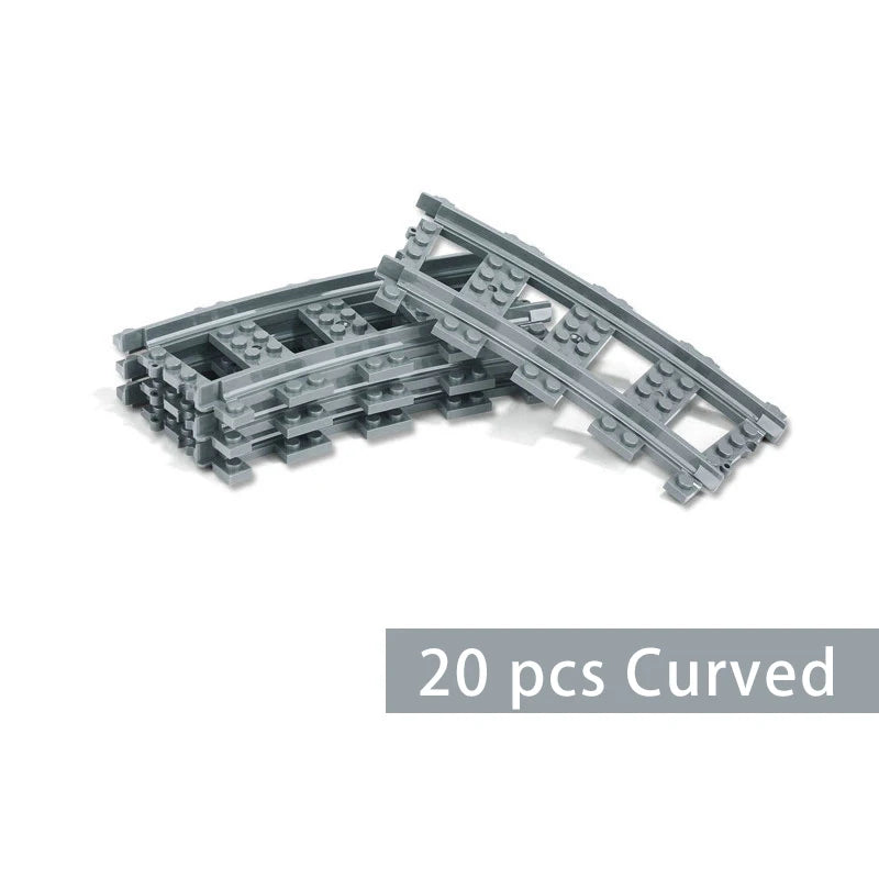 Straight Train Tracks Curved Accessories Car Blocks Building Sets DIY 10-100 Pcs Kids Toys MOC Bricks City Switch Rail Crossing